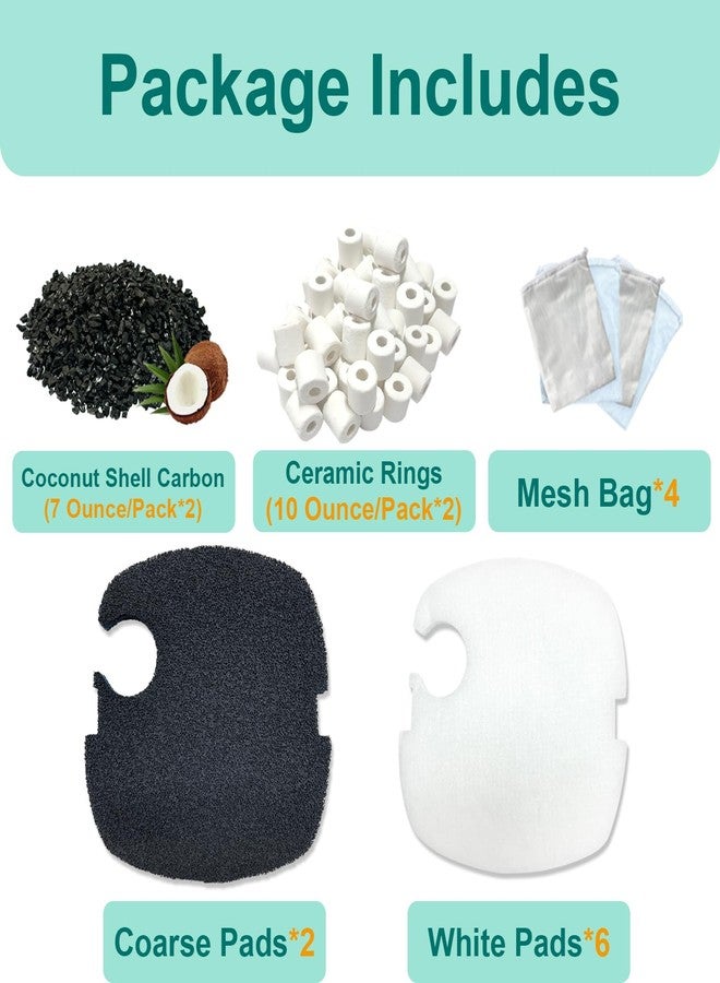 beaufan 16-Set Aquarium Filter Replacement Media Compatible with SUNSUN Canister Filters HW-304B, 404B, 704B and 3000, Polar Aurora 525 GPH, Includes Activated Carbons, Ceramic Rings, Filter Pads - Image 2